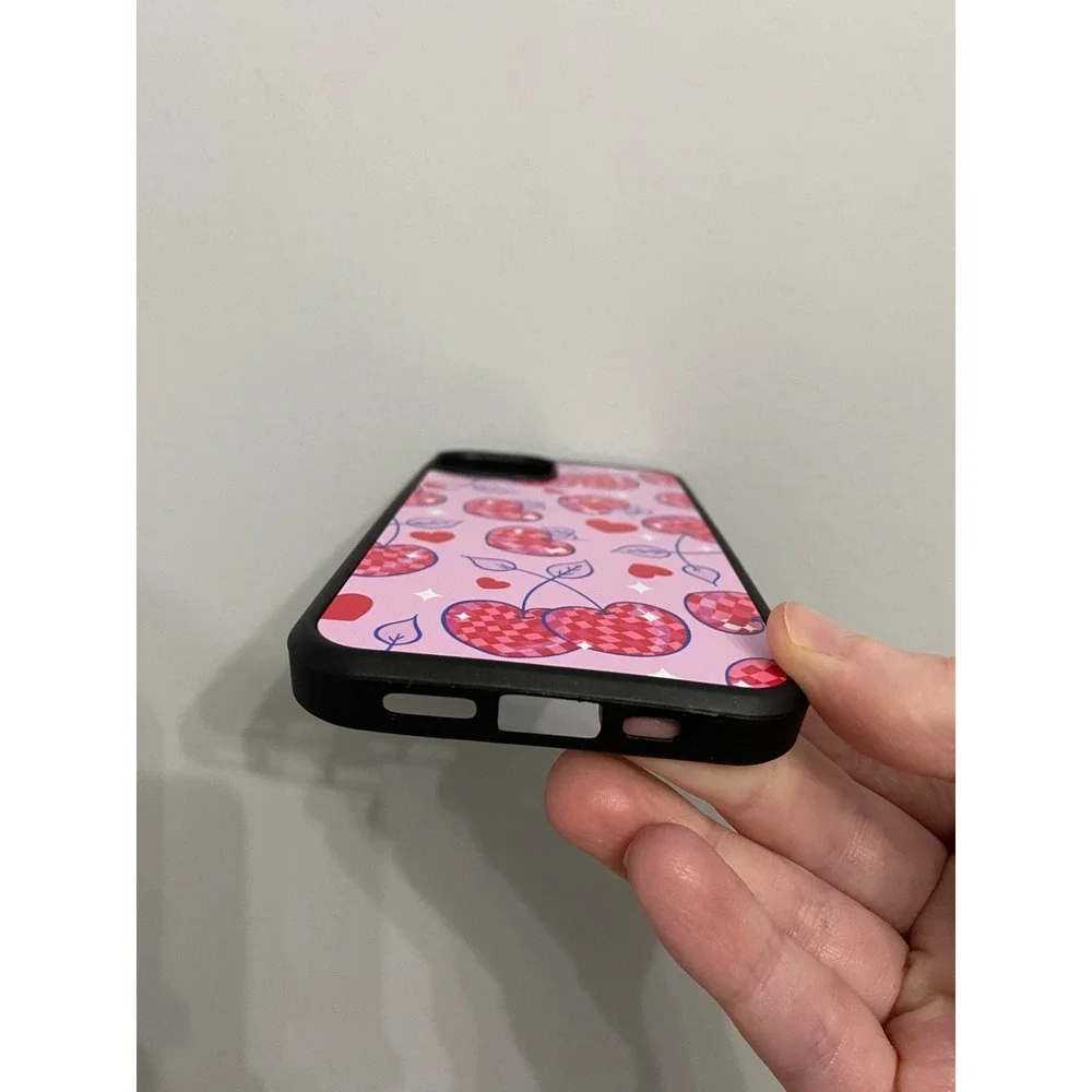 iPhone 13 Case Unisex Pink Disco Ball Cherry Heart Checkered Retro Protective